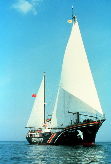 Взорванное судно экологической организации Гринпис "Воин Радуги"