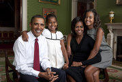 Президент США Барак Обама с женой Мишель и дочерьми Сашей и Малией