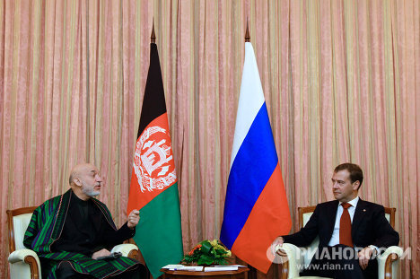 Встреча Д. Медведева и Х. Карзая в Душанбе