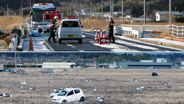 Фукусима, Минамисома, 2012 год (вверху) / 2013 год (внизу)