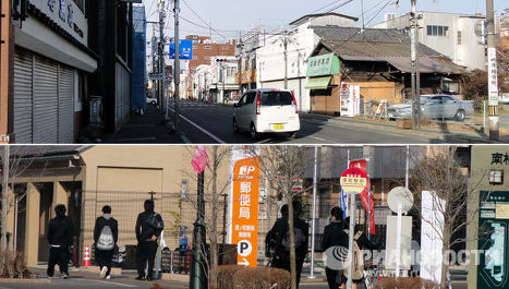 Фукусима, Минамисома, февраль 2012 года (вверху) / февраль 2013 года (внизу)