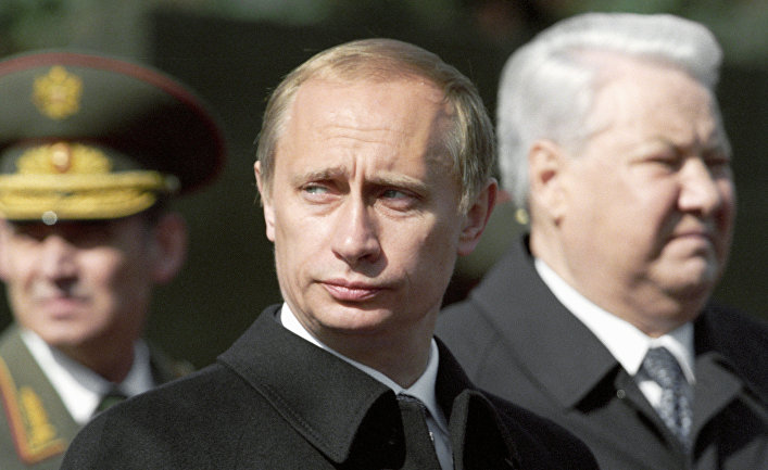 Путин и Ельцин на Красной площади