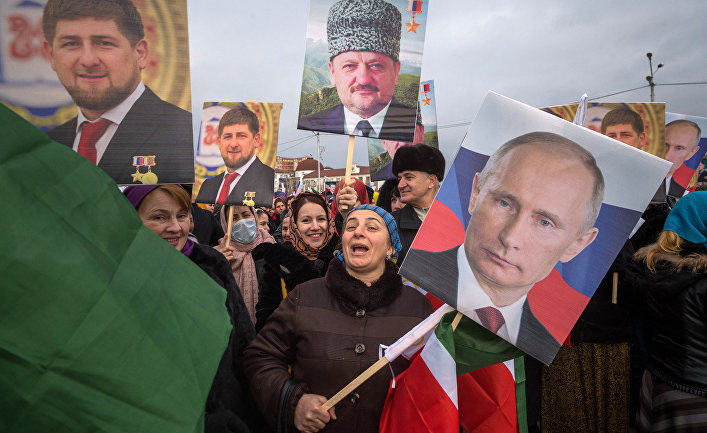 Демонстрация в поддержку Рамзана Кадырова в Грозном