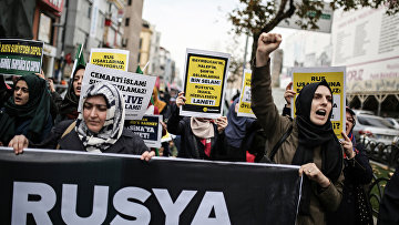 Демонстрация в Стамбуле против участия России в военном конфликте в Сирии