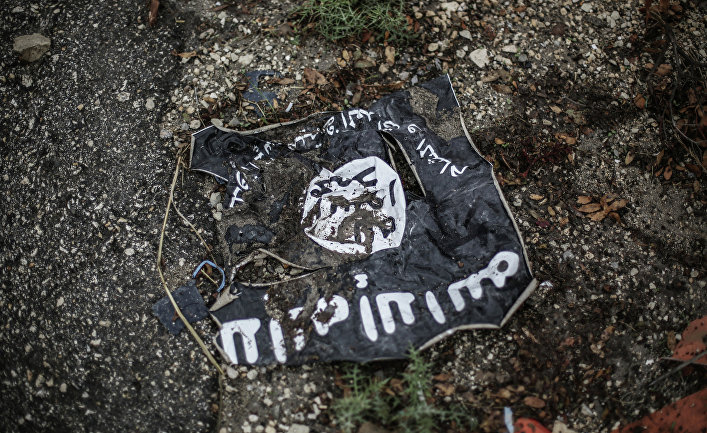 Флаг радикальной исламистской организации "Исламское государство Ирака и Леванта"