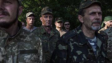 Бойцы ультраправой украинской организации «Правый сектор»
