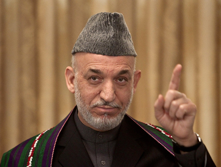 Президент Афганистана Хамид Карзай во время выступления в Кабуле