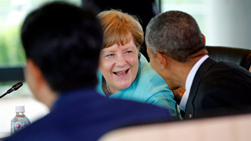 Канцлер Германии Ангела Меркель и президент США Барак Обама на саммите G7