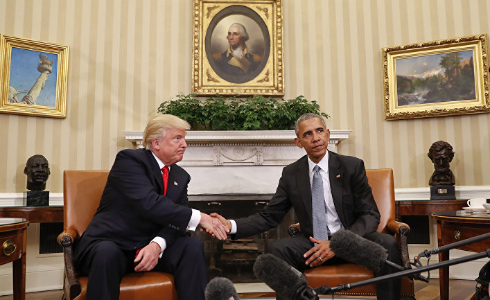 Дональд Трамп на встрече с президентом США Бараком Обамой в Белом доме
