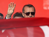 Президент Турции Реджеп Тайип Эрдоган во время митинга «Демократия и мученики» в Стамбуле