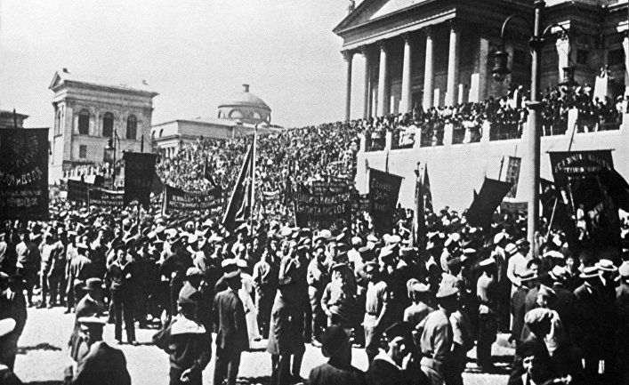 Митинг и манифестация в Гельсинфорсе(Хельсинки) в 1917 году