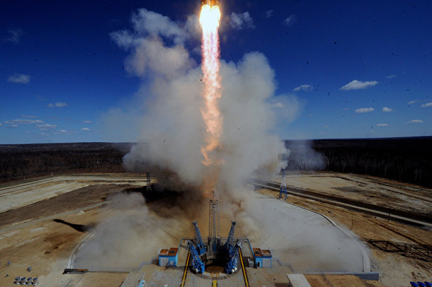 Пуск ракеты «Союз» со стартовой площадки космодрома «Восточный»