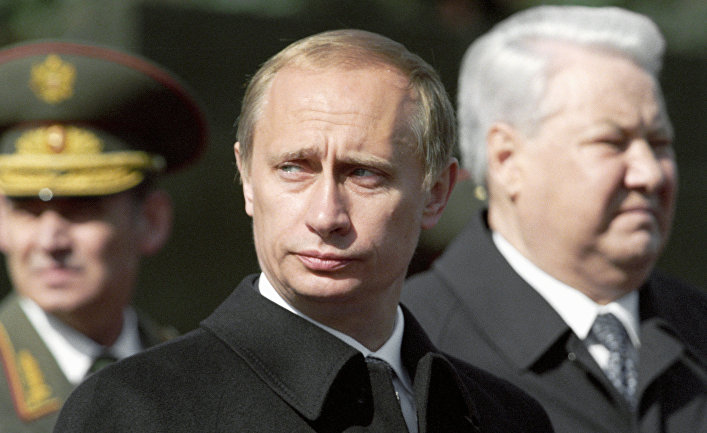 Путин и Ельцин на Красной площади