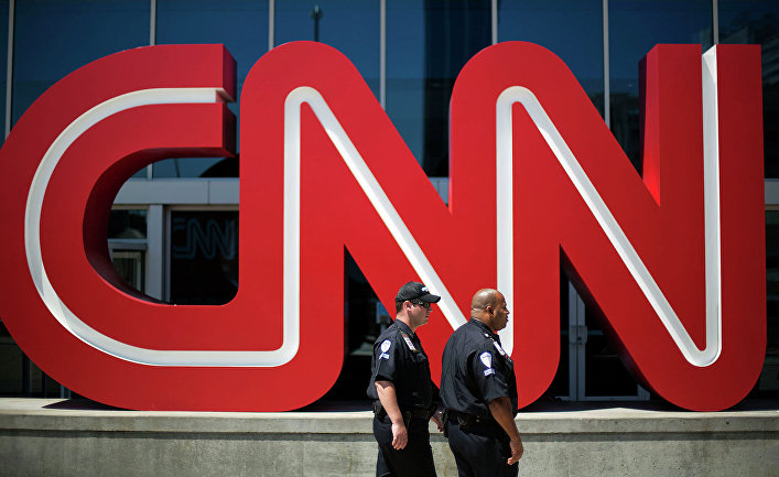Логотип телеканала CNN в Атланте, США