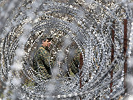 Грузинские пограничники патрулируют границу с Южной Осетией в районе села Хурвалети