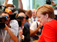 Канцлер Германии Ангела Меркель на пресс-конференции в Берлине