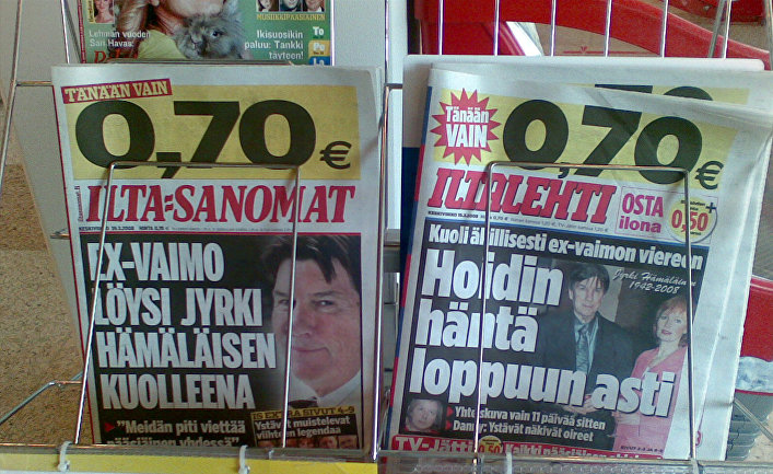 Финские газеты в одном из магазинов в Хельсинки