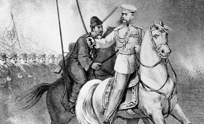 Репродукция литографии, изображающей участника Русско-Турецкой войны 1877 - 1878 г. г. Михаила Дмитриевича Скобелева