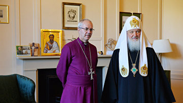 Встреча патриарха Кирилла и архиепископа Кентерберийского Джастина Уэлби в Лондоне