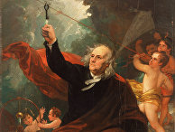 «Бенджамин Франклин получает заряд электрического тока с небес» Художник Бенджамин Уэст (1738-1820)