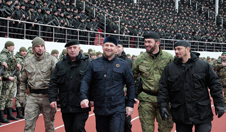Глава Чеченской Республики Рамзан Кадыров вовремя проверки боеготовности подразделений специального назначения в Грозном, Чечня