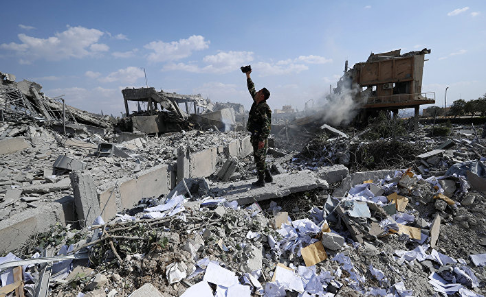 Разрушенный Научно-исследовательский центр в Дамаске, Сирия