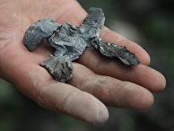 Представители наблюдательной группы СЦКК "Горловка" собирают осколки от снарядов в поселке Горловка Донецкой области. 21 мая 2018 Представители наблюдательной группы СЦКК "Горловка" собирают осколки от снарядов в поселке Горловка Донецкой области. 21 мая 2018