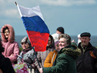 Участники праздничных мероприятий в Севастополе, посвященных годовщине "Крымской весны".