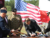 Президент Польши Анджей Дуда во время церемонии на базе в Редзиково, Польша