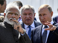 Президент РФ Владимир Путин и премьер-министр Индии Нарендра Моди Президент РФ Владимир Путин и премьер-министр Индии Нарендра Моди