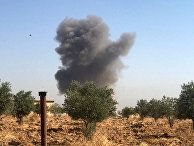 Дым от бомбардировок территории Сирии турецкими войсками 10 октября 2019 года Дым от бомбардировок территории Сирии турецкими войсками 10 октября 2019 года