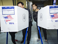 На избирательном участке в Нью-Йорке, США