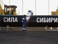Церемония соединения первого звена магистрального газопровода "Сила Сибири" на Намском тракте у села Ус Хатын Церемония соединения первого звена магистрального газопровода "Сила Сибири" на Намском тракте у села Ус Хатын
