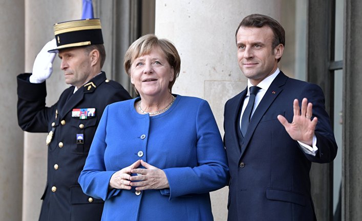 Федеральный канцлер Германии Ангела Меркель и президент Франции Эммануэль Макрон