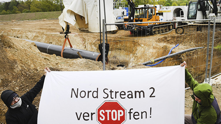 Противники «Северного потока — 2» устроили акцию протеста на стройке газопровода в Северной Германии