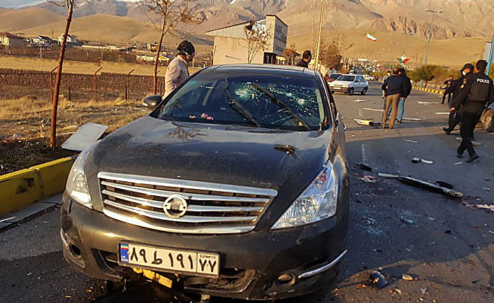 Место убийства Мухсина Фахризаде в Тегеране, Иран