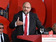 Глава Социал-демократической партии Германии Мартин Шульц во время предвыборного выступления