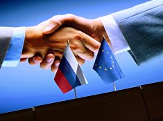 Флаги России и Евросоюза