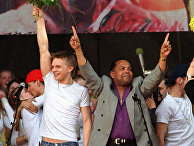 Победители «Евровидения» эстонцы Танель Падар и Дэйв Бентон в Таллине