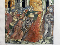 Миниатюра Лицевого летописного свода. Середина XVI века. Лист 308. Избиение жителей Рязани ханом Батыем. 1237 год. Миниатюра Лицевого летописного свода. Середина XVI века. Лист 308. Избиение жителей Рязани ханом Батыем. 1237 год.