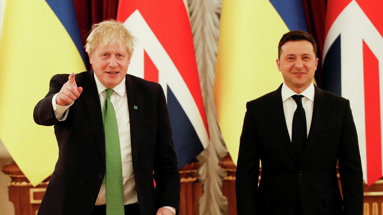 Премьер-министр Великобритании Борис Джонсон и президент Украины Владимир Зеленский