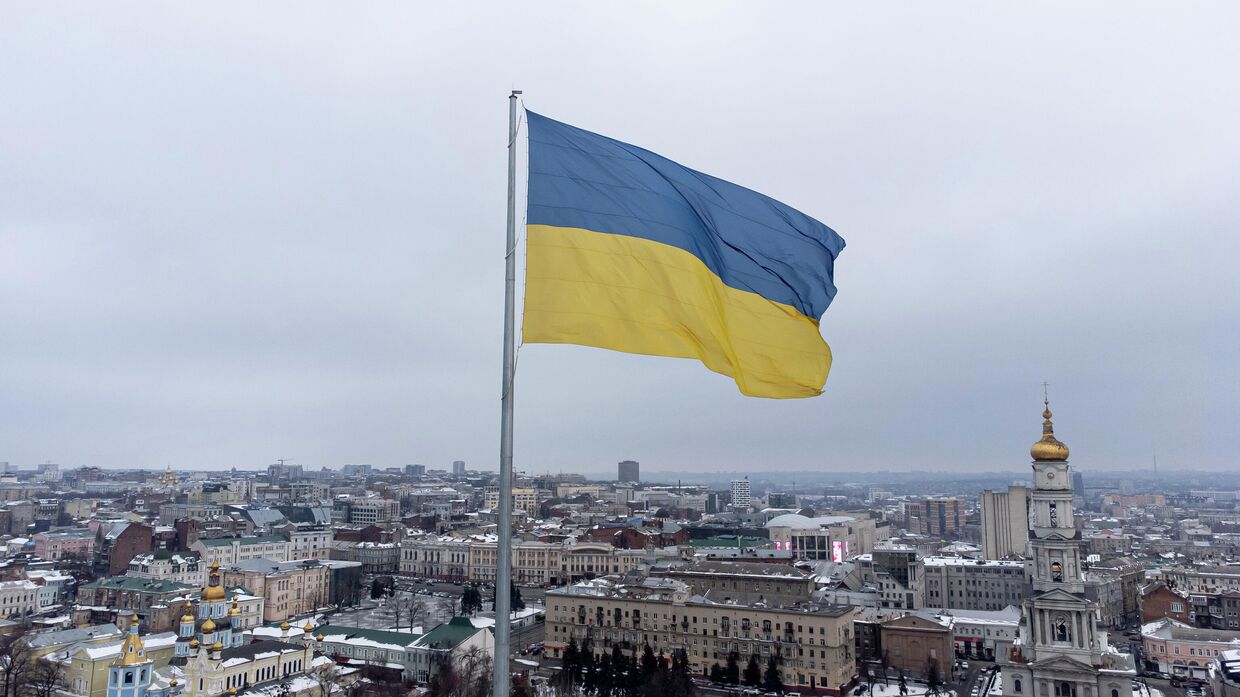Государственный флаг Украины в Киеве