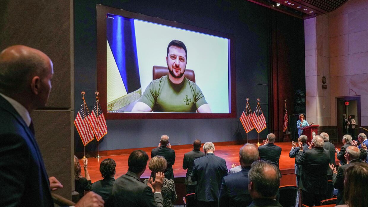 Президент Украины Владимир Зеленский с виртуальным обращением к Конгрессу в Вашингтоне