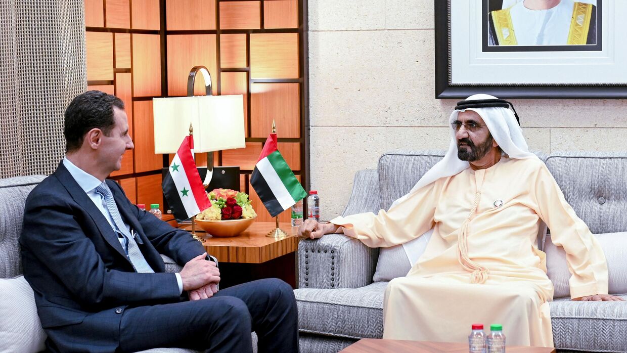 Президент Сирии Башар Асад и вице-президент Объединенных Арабских Эмиратов шейх Мухаммед бен Рашид аль-Мактум в Дубае