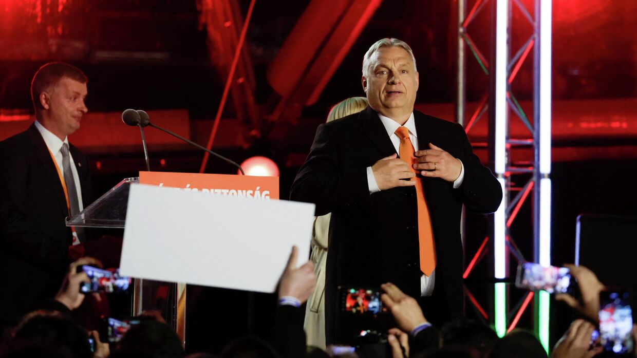 Премьер-министр Венгрии Виктор Орбан выступает в Будапеште