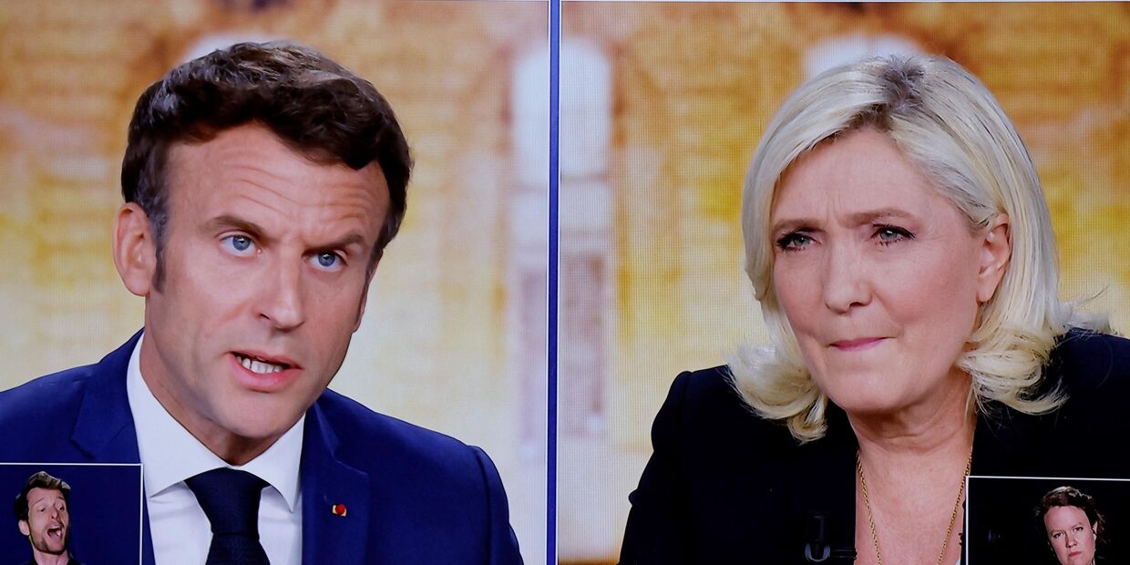 Телевизионные дебаты между президентом Франции Эммануэль Макрон и кандидатом в президенты Марин Ле Пен