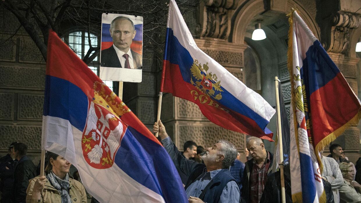 Акция в поддержку спецоперации России на Украине в Белграде, Сербия