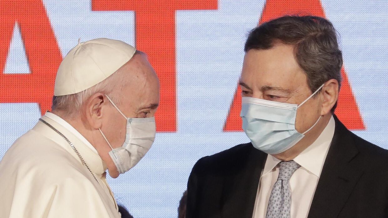 Папа Римский Франциск и премьер-министром Италии Марио Драги