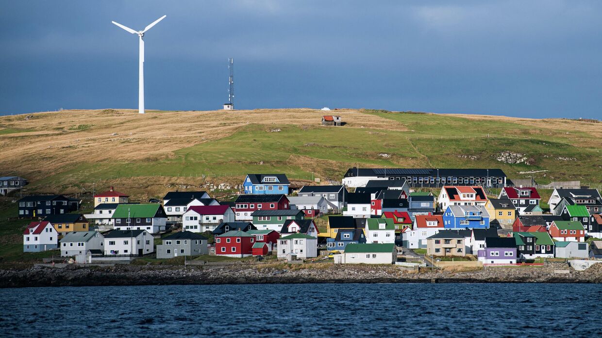 Деревня Нольсё на одноименном острове, одном из Фарерских островов 