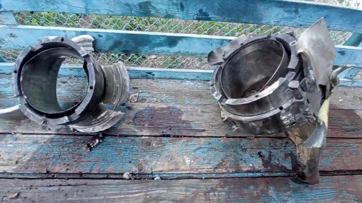 Обломки боеприпаса HIMARS, найденные на месте обстрела следственного изолятора в Еленовке. В изоляторе содержатся украинские военнопленные.